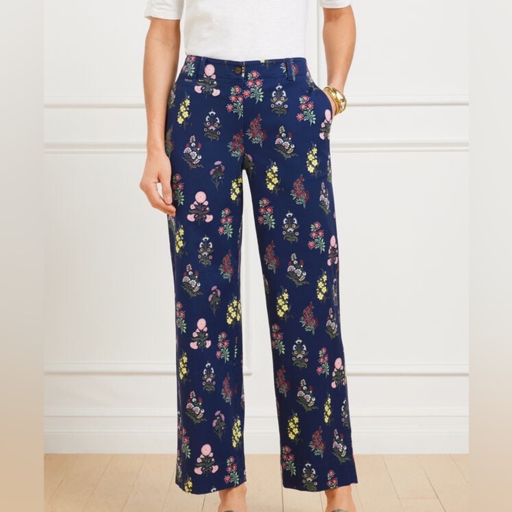 Talbots NWT WIDE ANKLE TWILL PANTS - FLORAL RADIANCE